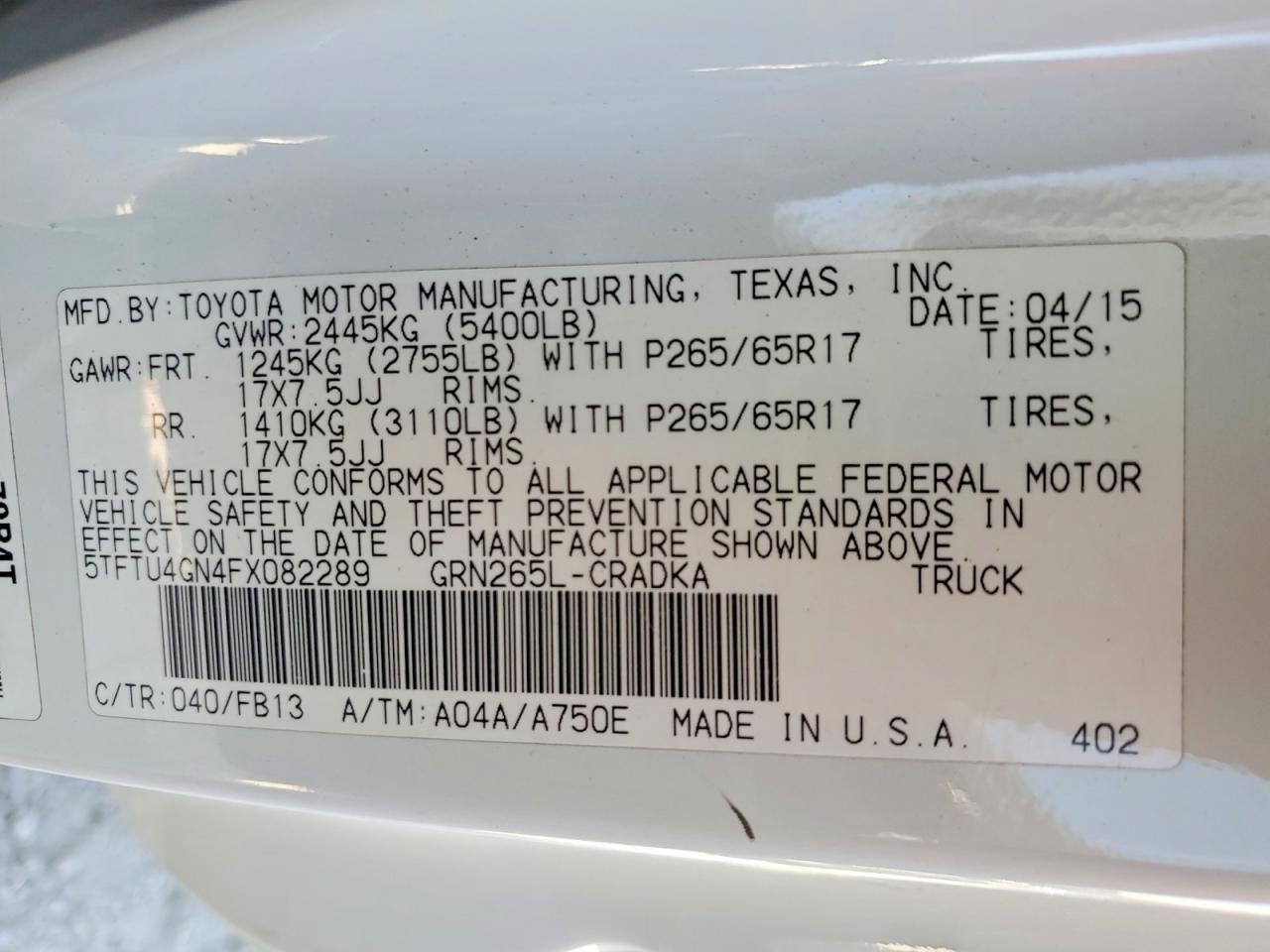 2015 Toyota Tacoma Prerunner Access cab