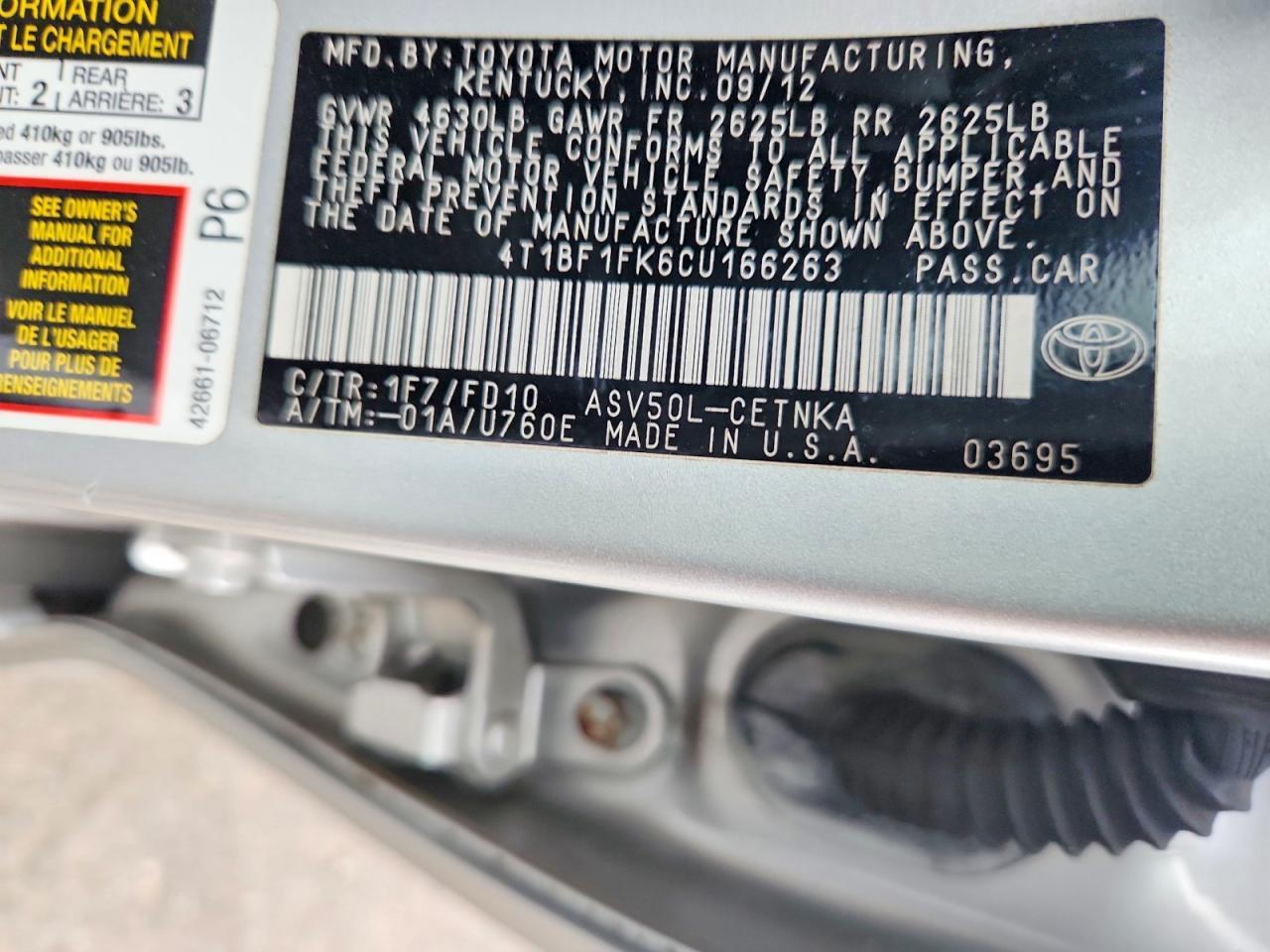 2012 Toyota Camry le