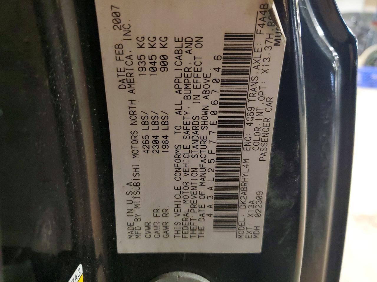 2007 Mitsubishi Eclipse Spyder gs