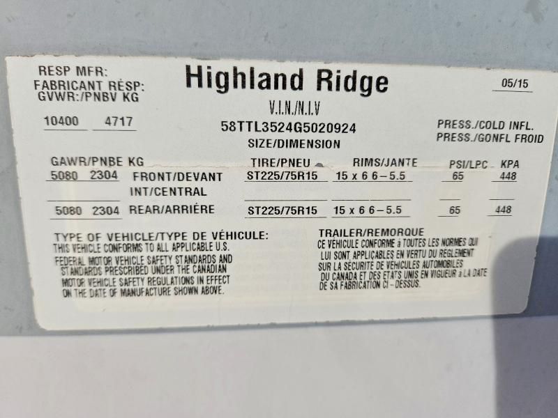 2016 Highland Ridge 2016 High Open Range