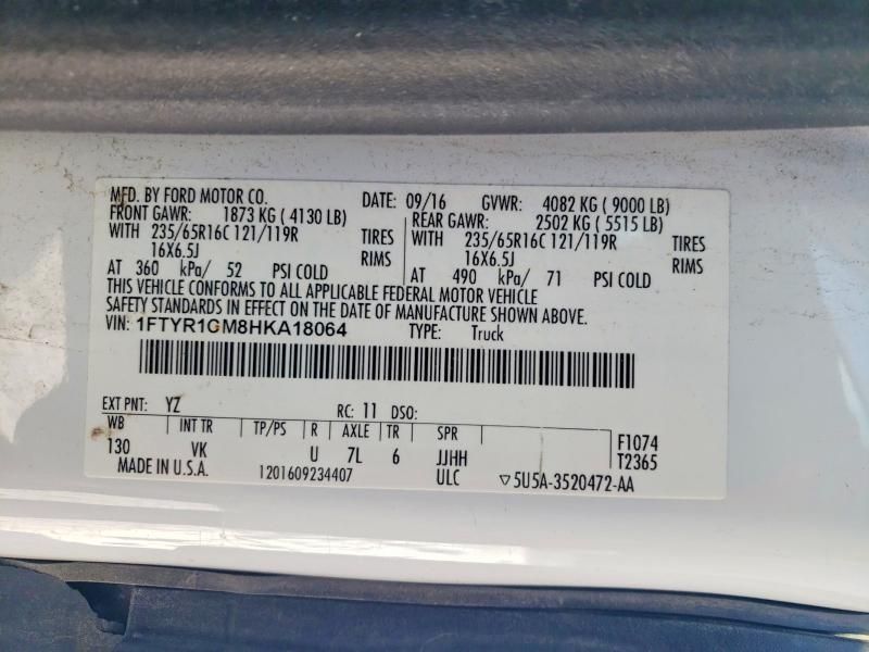 2017 Ford Transit 250 Utility / Service Van