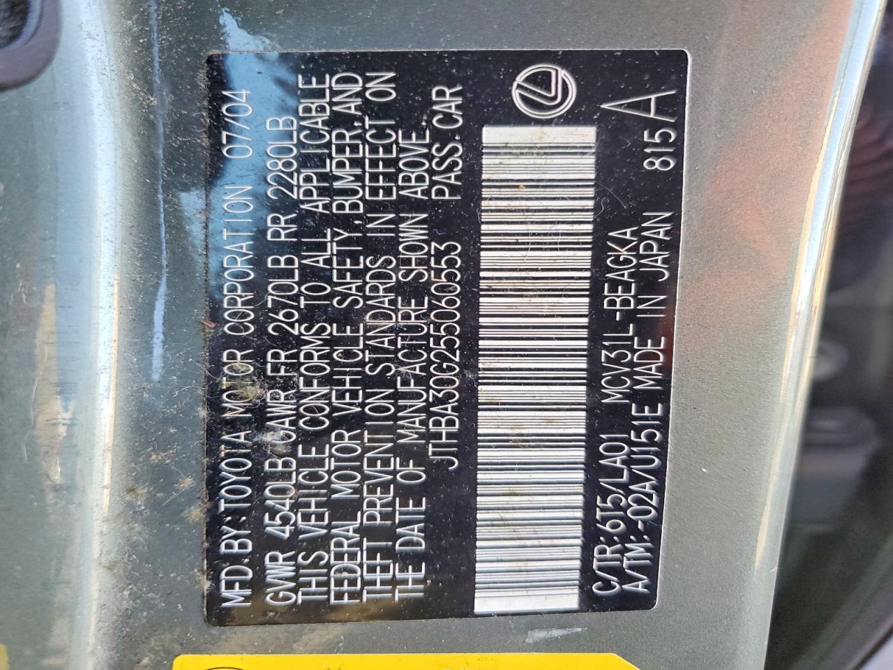 2005 Lexus Es 330 Base