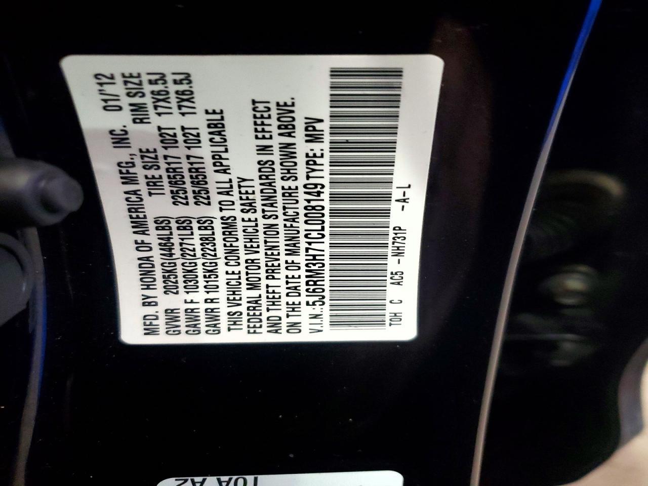 2012 Honda Cr-v exl