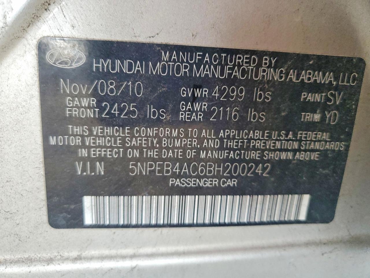 2011 Hyundai Sonata gls