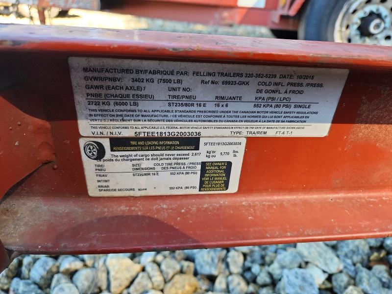 2015 Felling FT-6 T-1 Tilt Deck Equipment Trailer