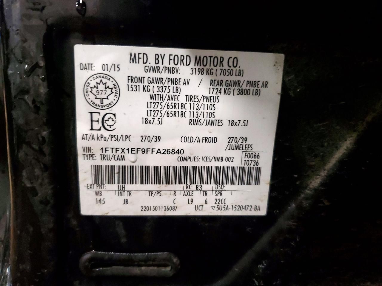 2015 Ford F150 Super cab