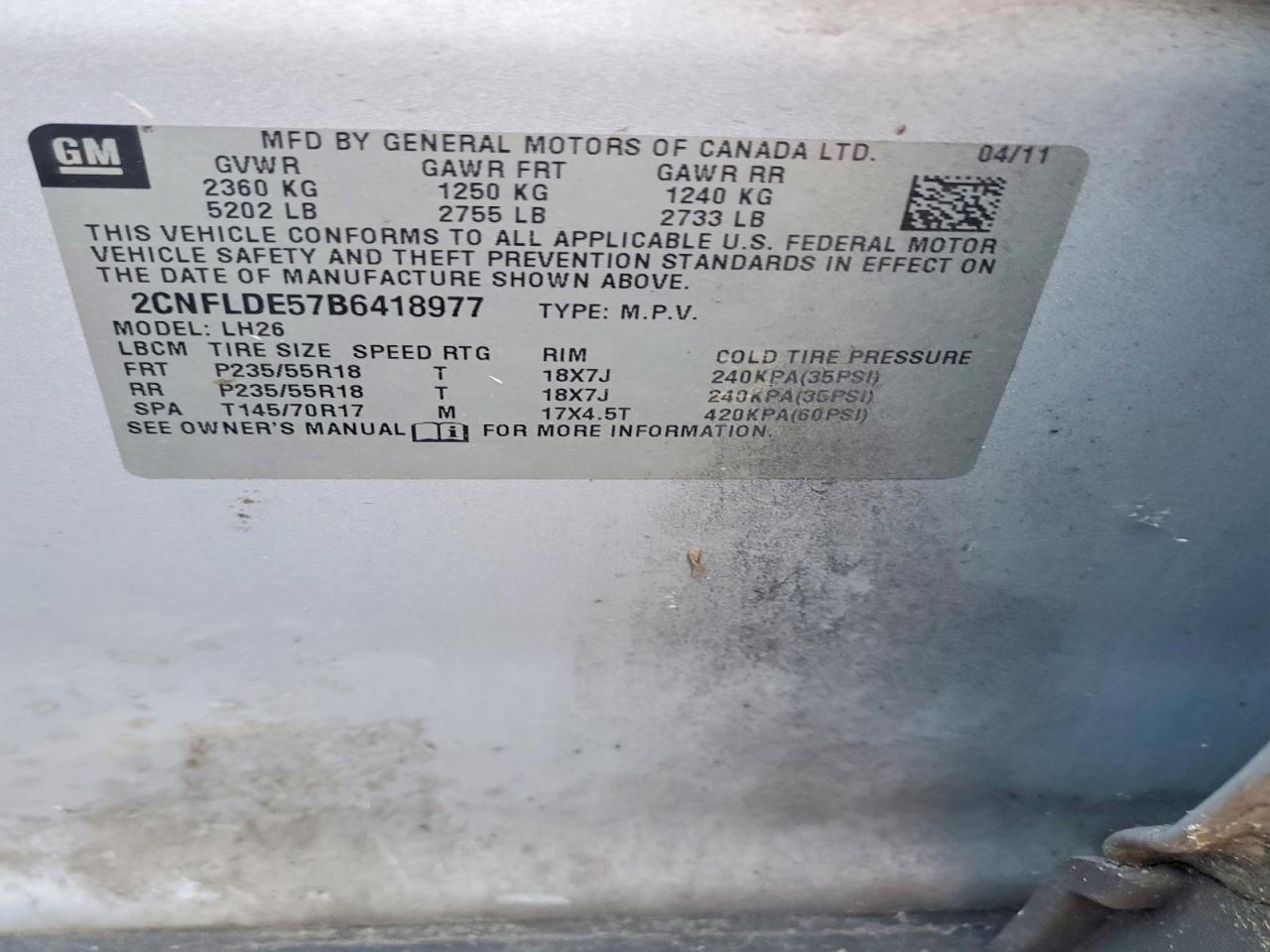 2011 Chevrolet Equinox lt
