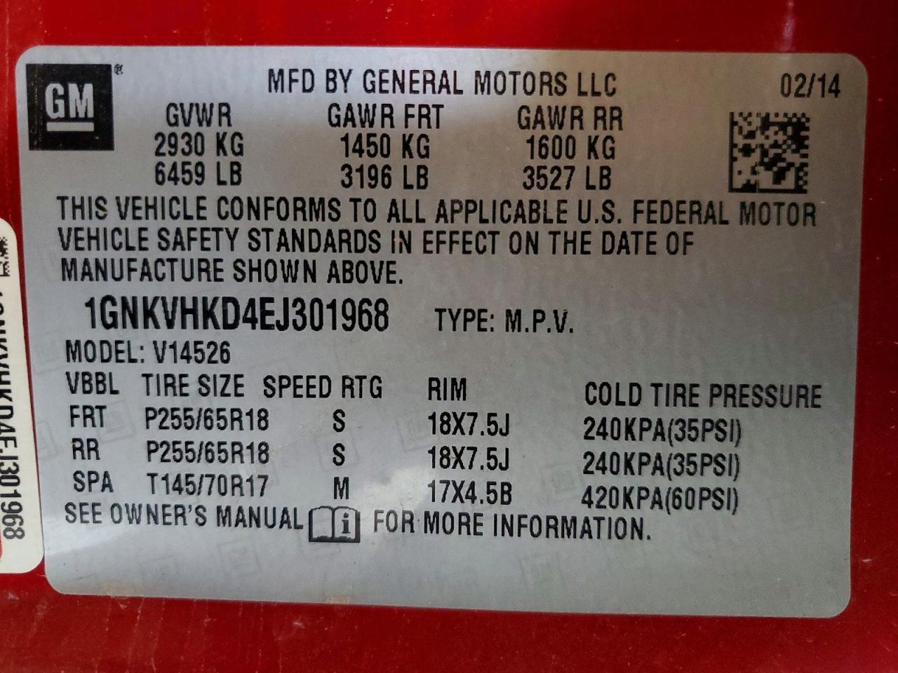 2014 Chevrolet Traverse lt