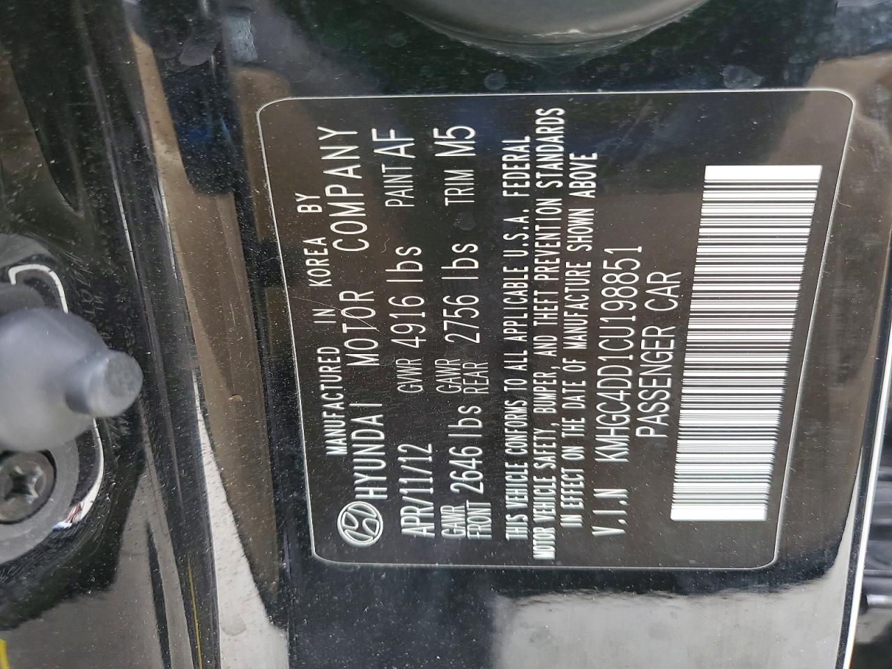 2012 Hyundai Genesis 3.8l