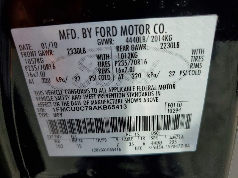 2010 Ford Escape xls