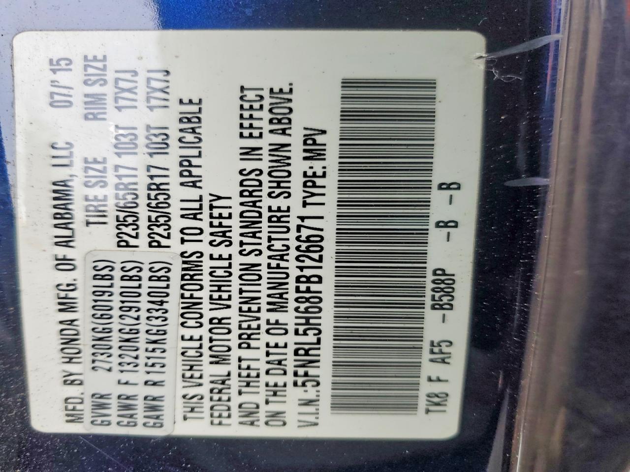 2015 Honda Odyssey exl