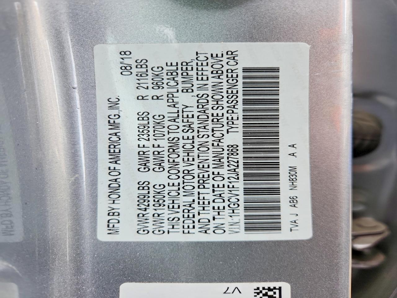 2018 Honda Accord lx
