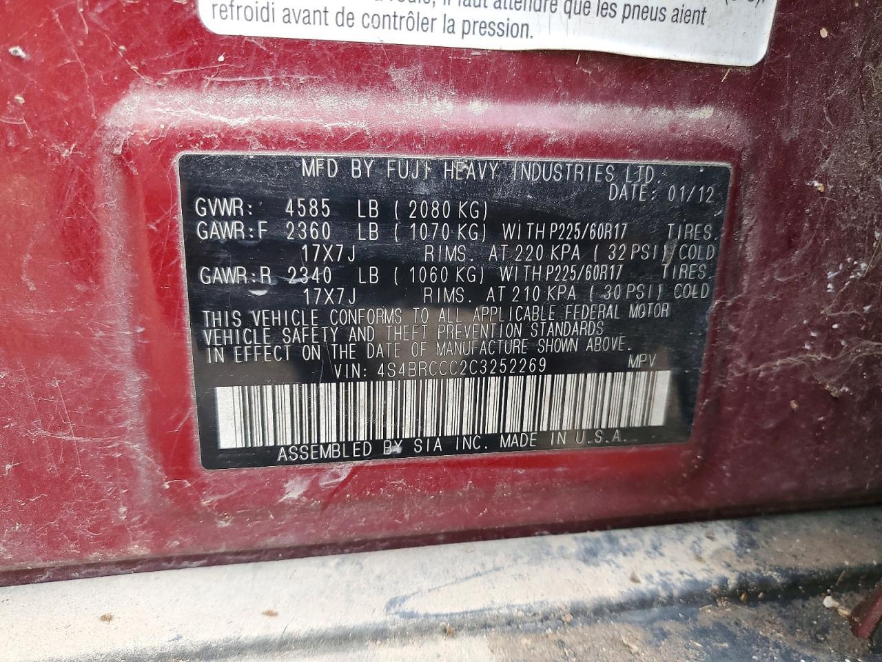 2012 Subaru Outback 2.5i Premium