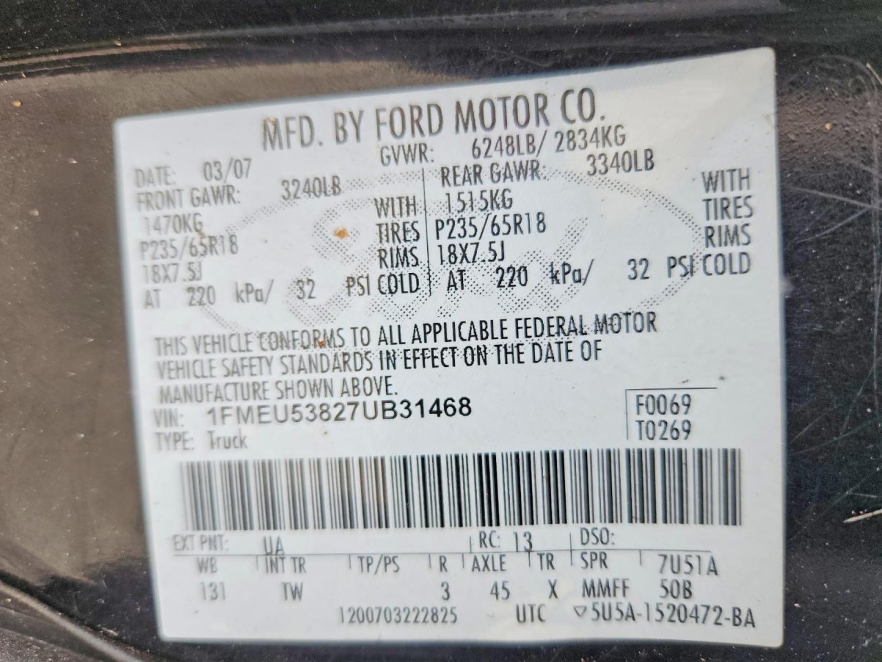 2007 Ford Explorer Sport Trac Limited