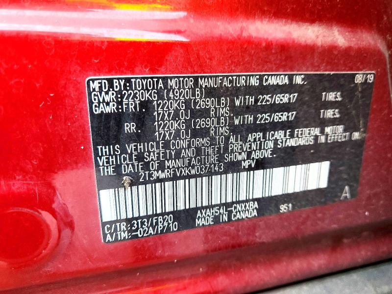 2019 Toyota Rav4 le