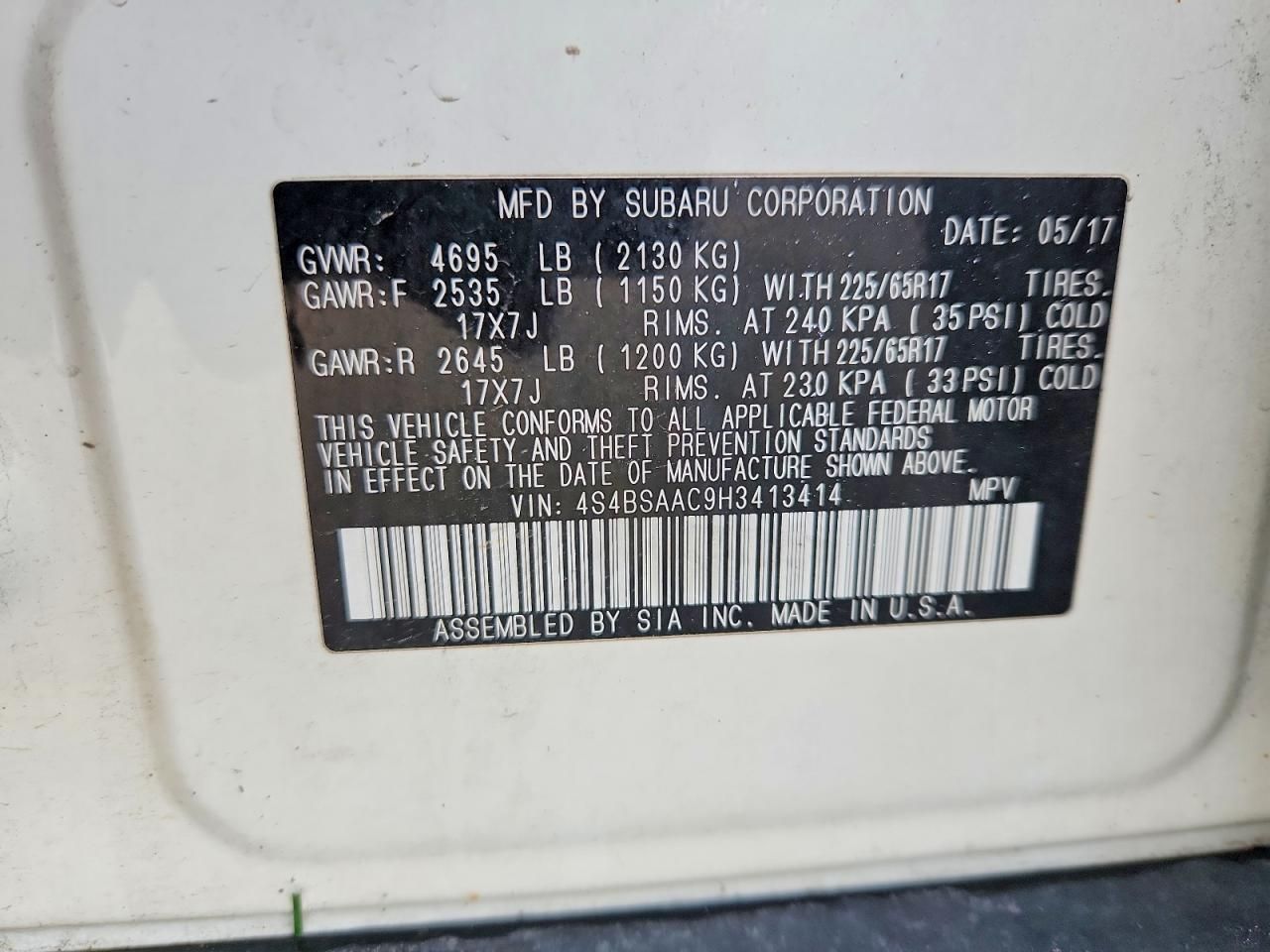 2017 Subaru Outback 2.5i