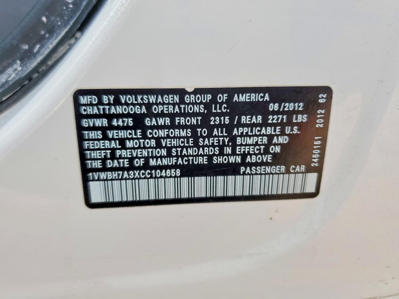 2012 Volkswagen Passat se