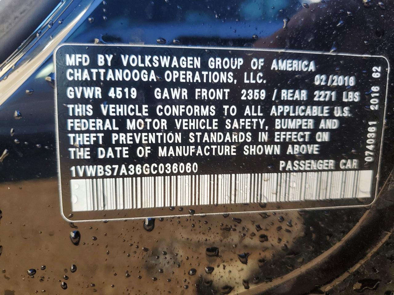 2016 Volkswagen Passat se