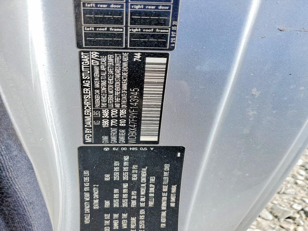 2000 Mercedes-Benz Slk 230 Kompressor
