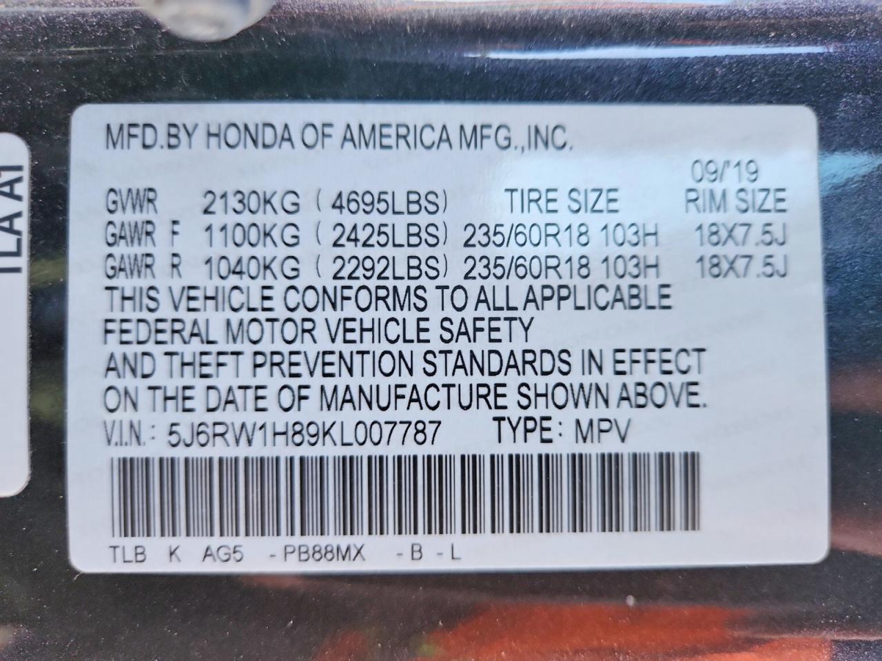 2019 Honda Cr-v exl