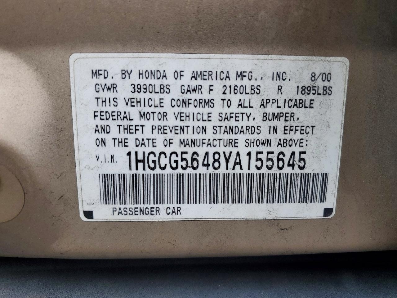2000 Honda Accord lx