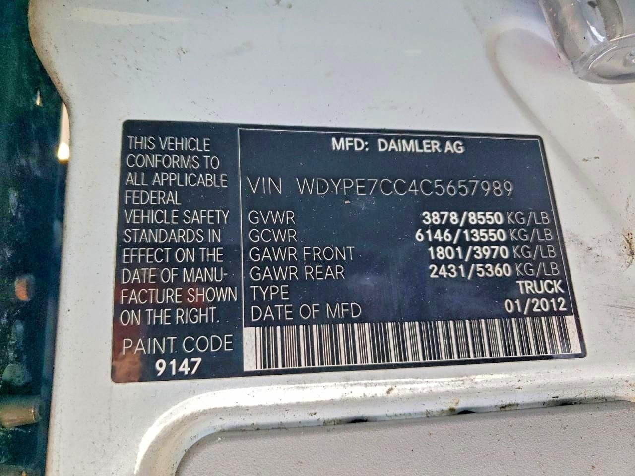 2012 Freightliner Sprinter 2500