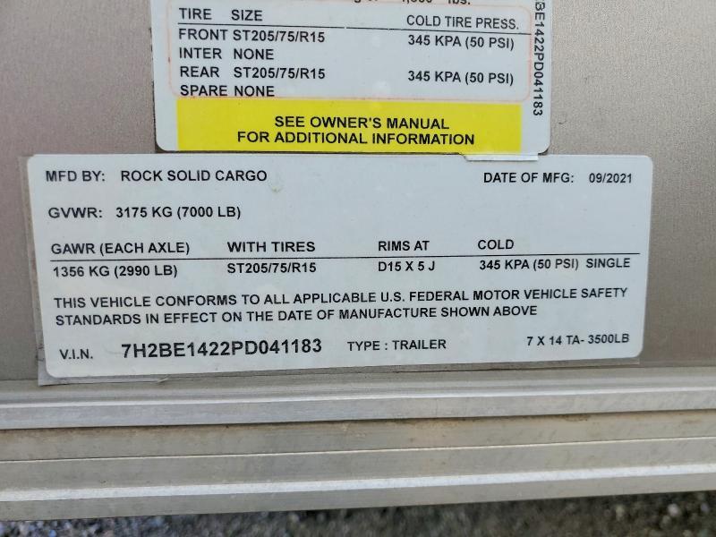 2022 Rock Solid Carg O 7X14TA Enclosed Cargo Trailer