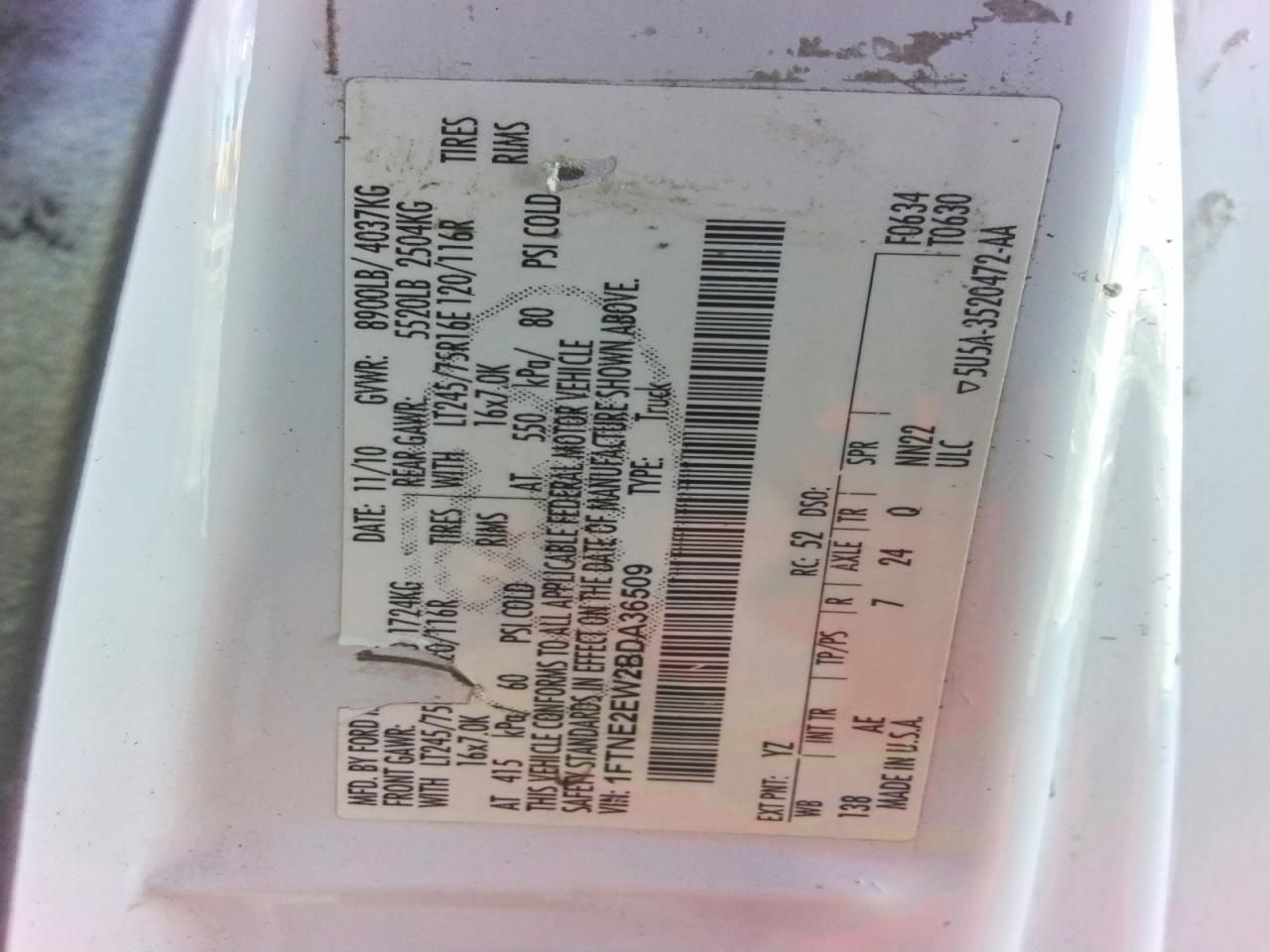 2011 Ford E250 Utility / Service Van