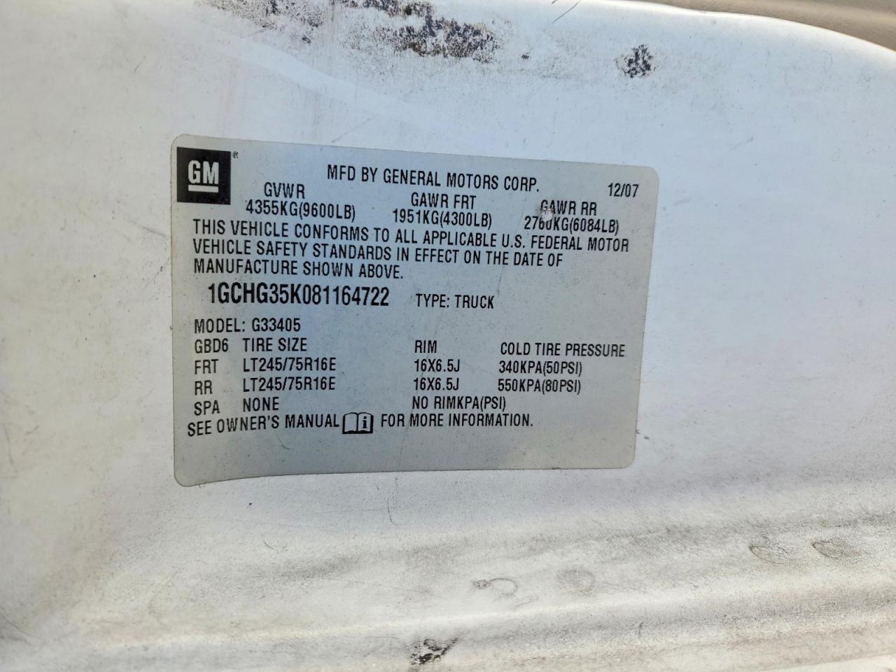 2008 Chevrolet Express 3500 Utility / Service Van