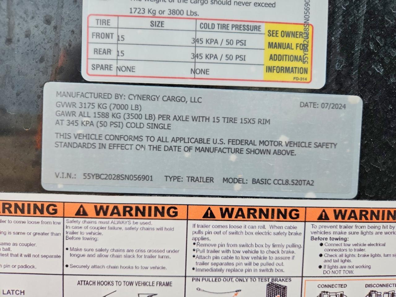2025 Cynergy Cargo Basic CCL8.520TA2 Enclosed Cargo Trailer