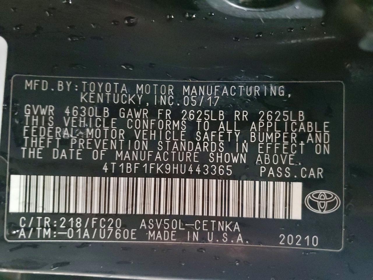2017 Toyota Camry le