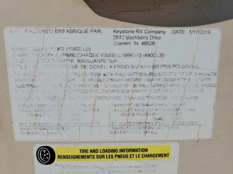 2019 Keystone Travel Trailer