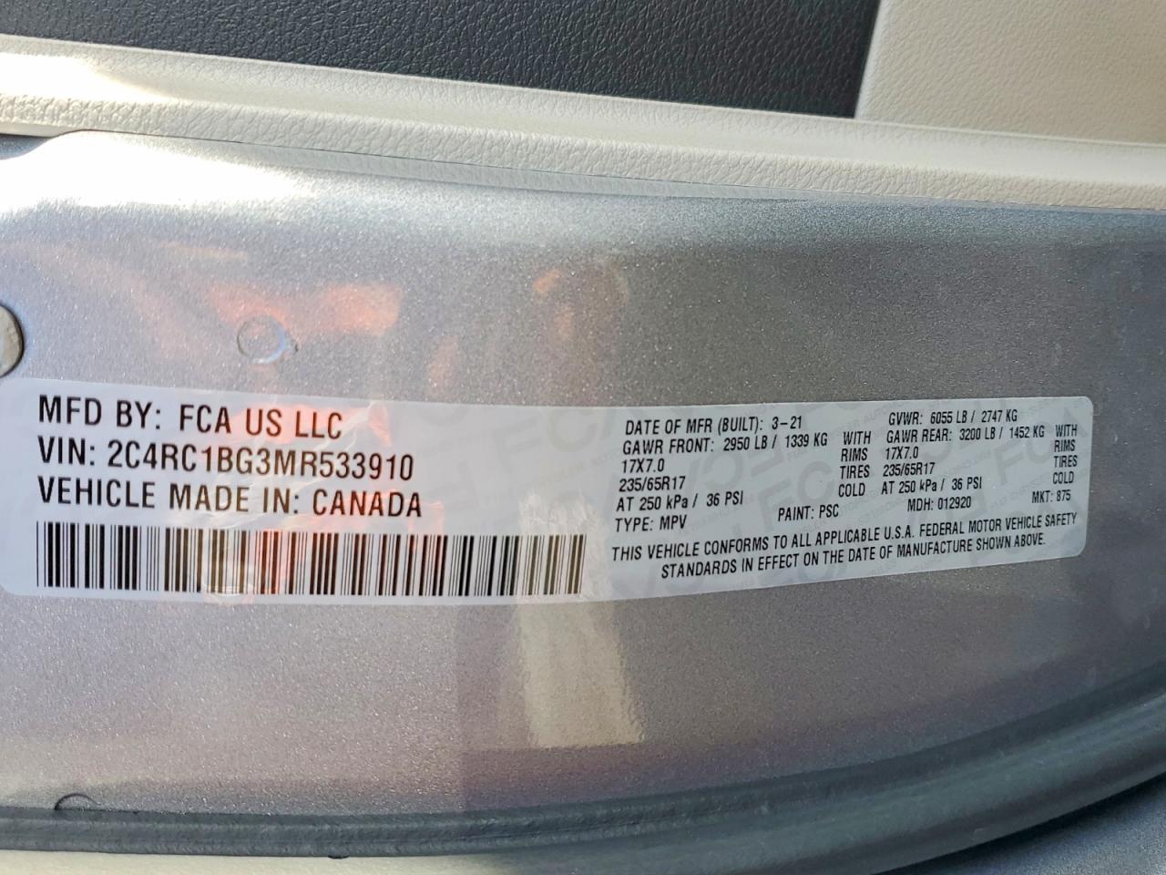 2021 Chrysler Pacifica Touring l