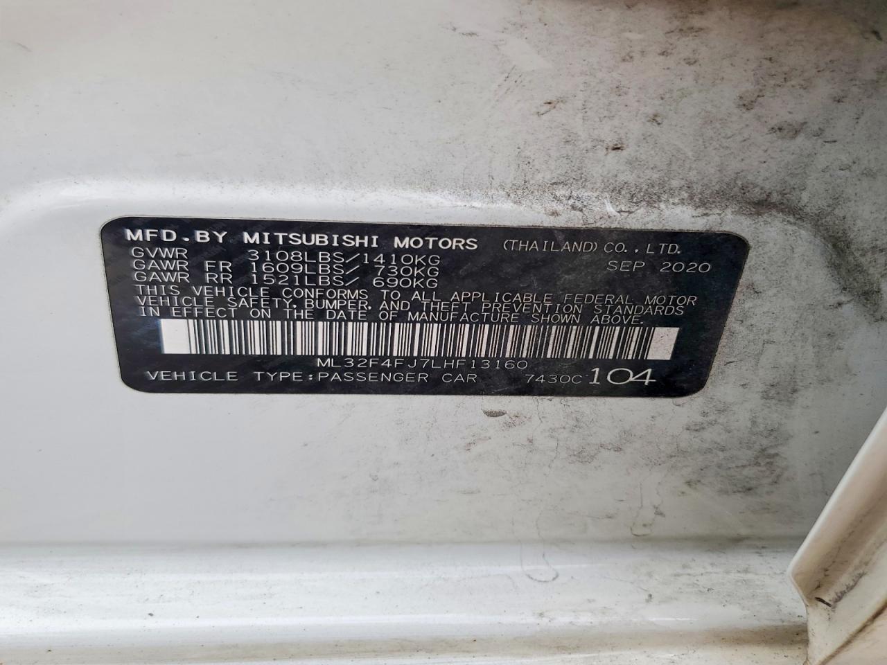 2020 Mitsubishi Mirage G4 se
