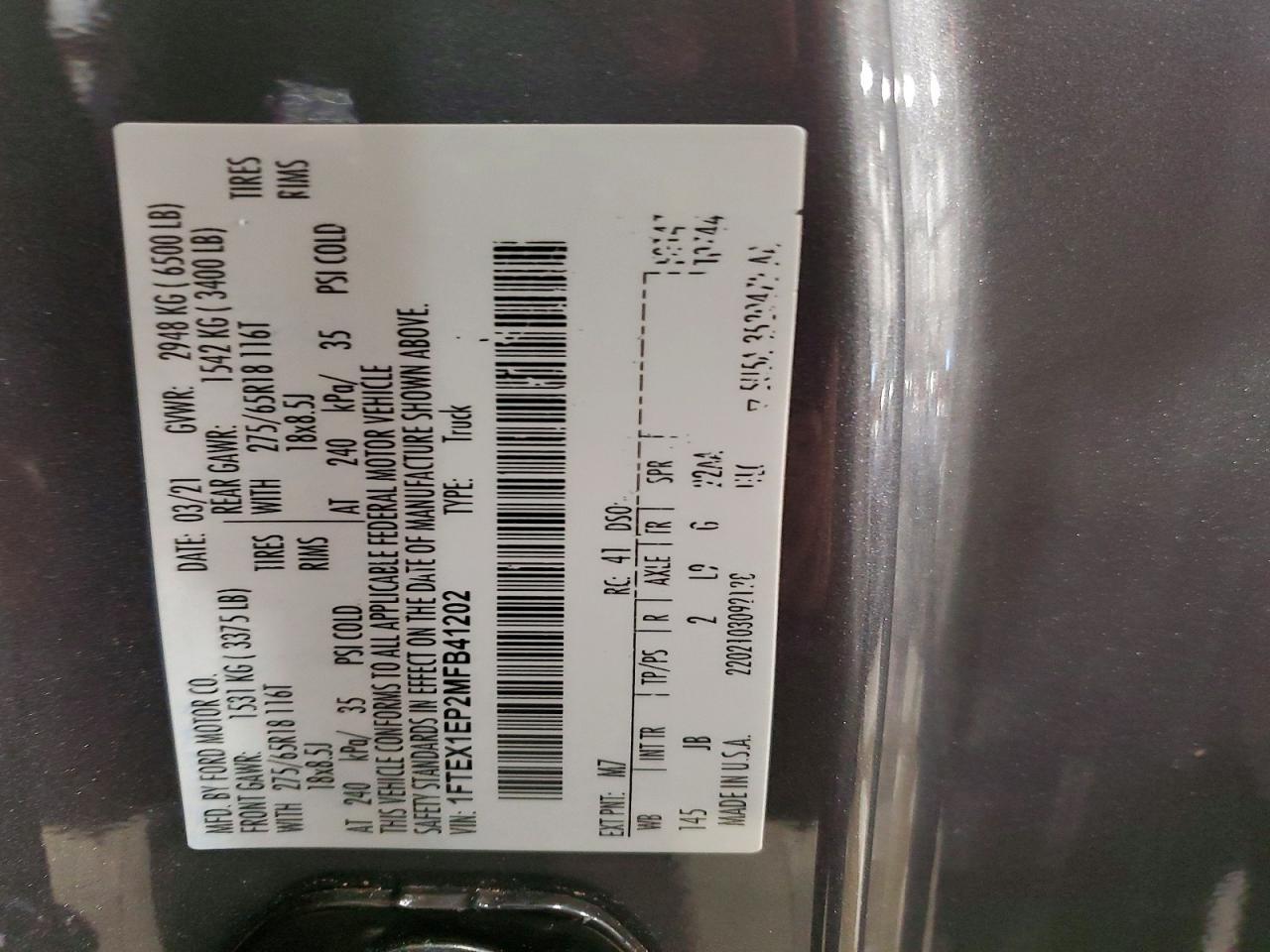 2021 Ford F150 Super Cab