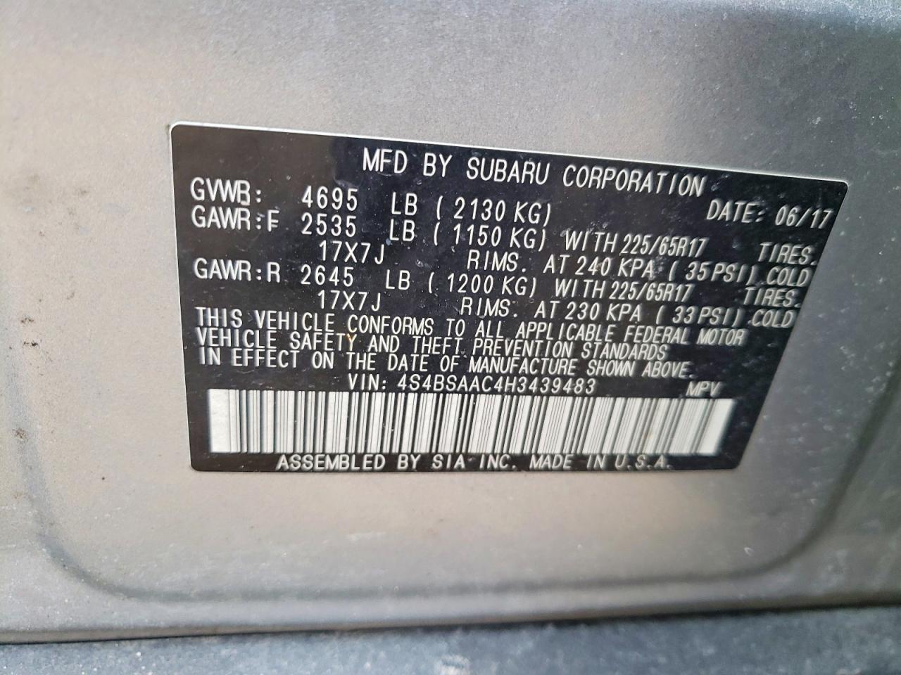 2017 Subaru Outback 2.5i