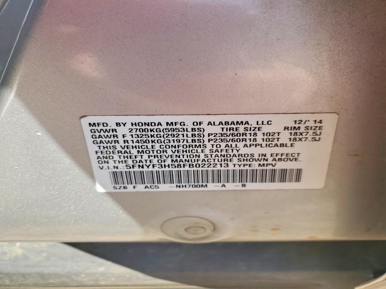 2015 Honda Pilot exl
