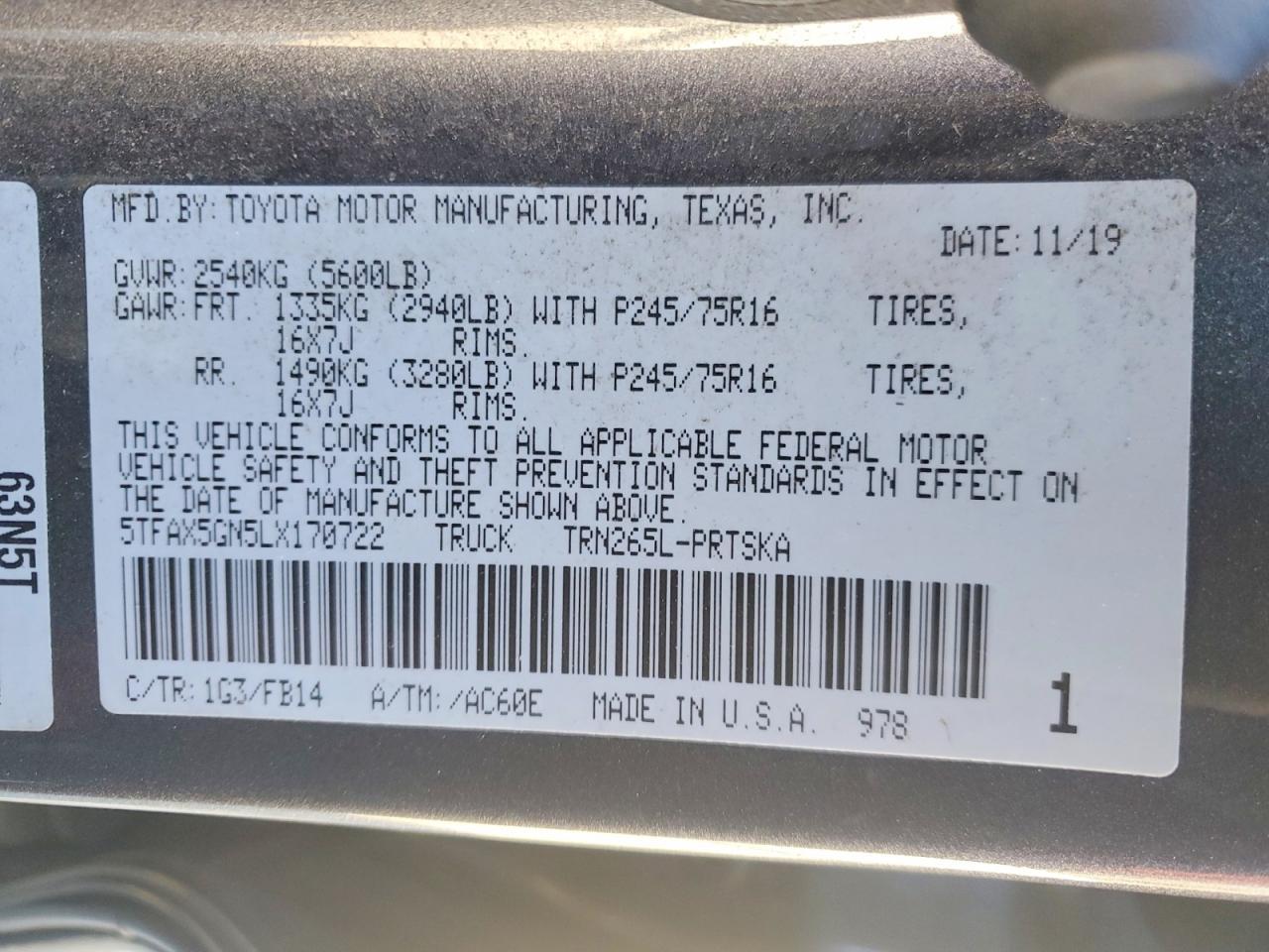 2020 Toyota Tacoma SR