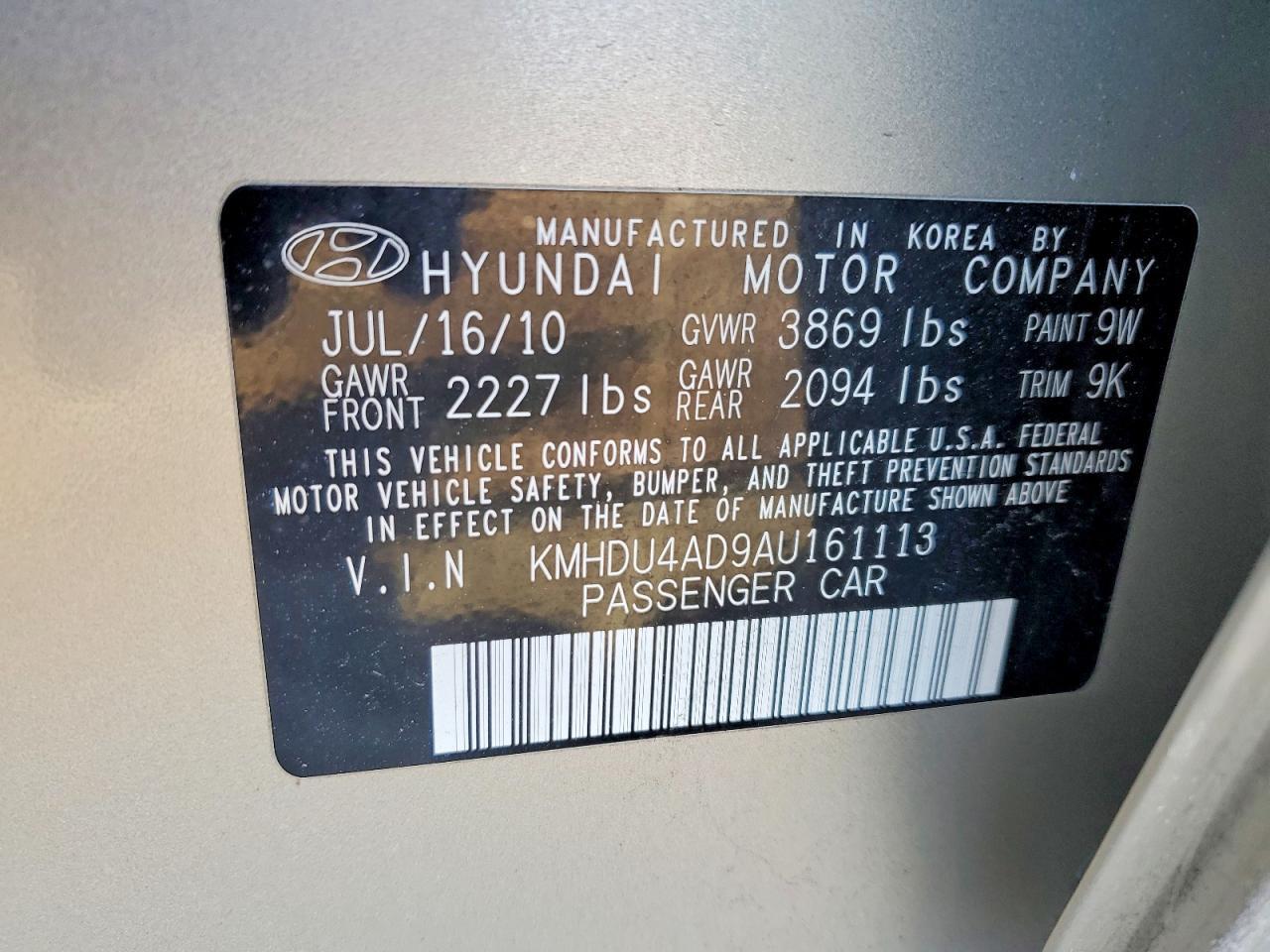 2010 Hyundai Elantra Blue