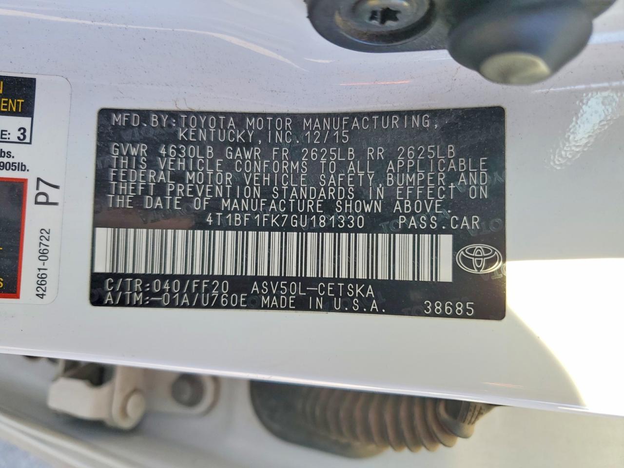 2016 Toyota Camry le