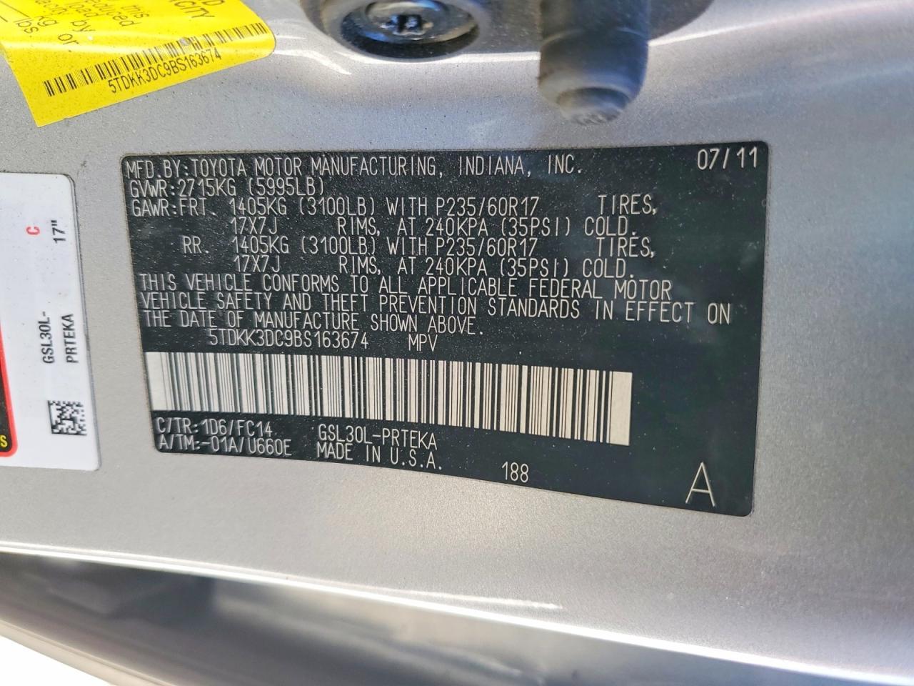 2011 Toyota Sienna le