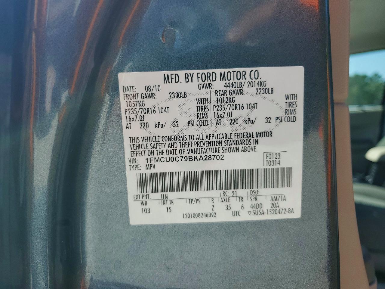 2011 Ford Escape xls
