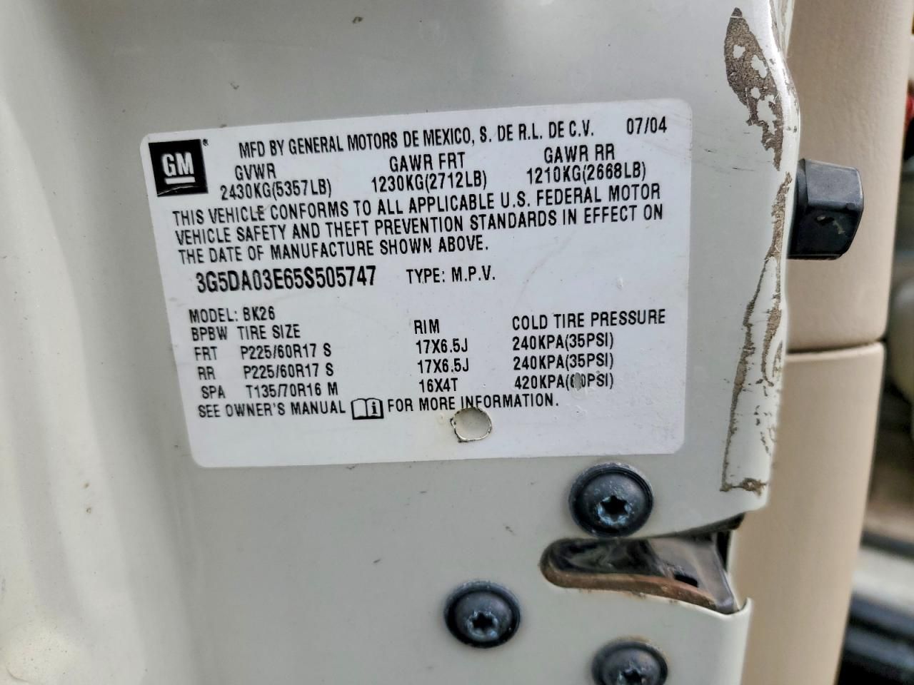 2005 Buick Rendezvous cx