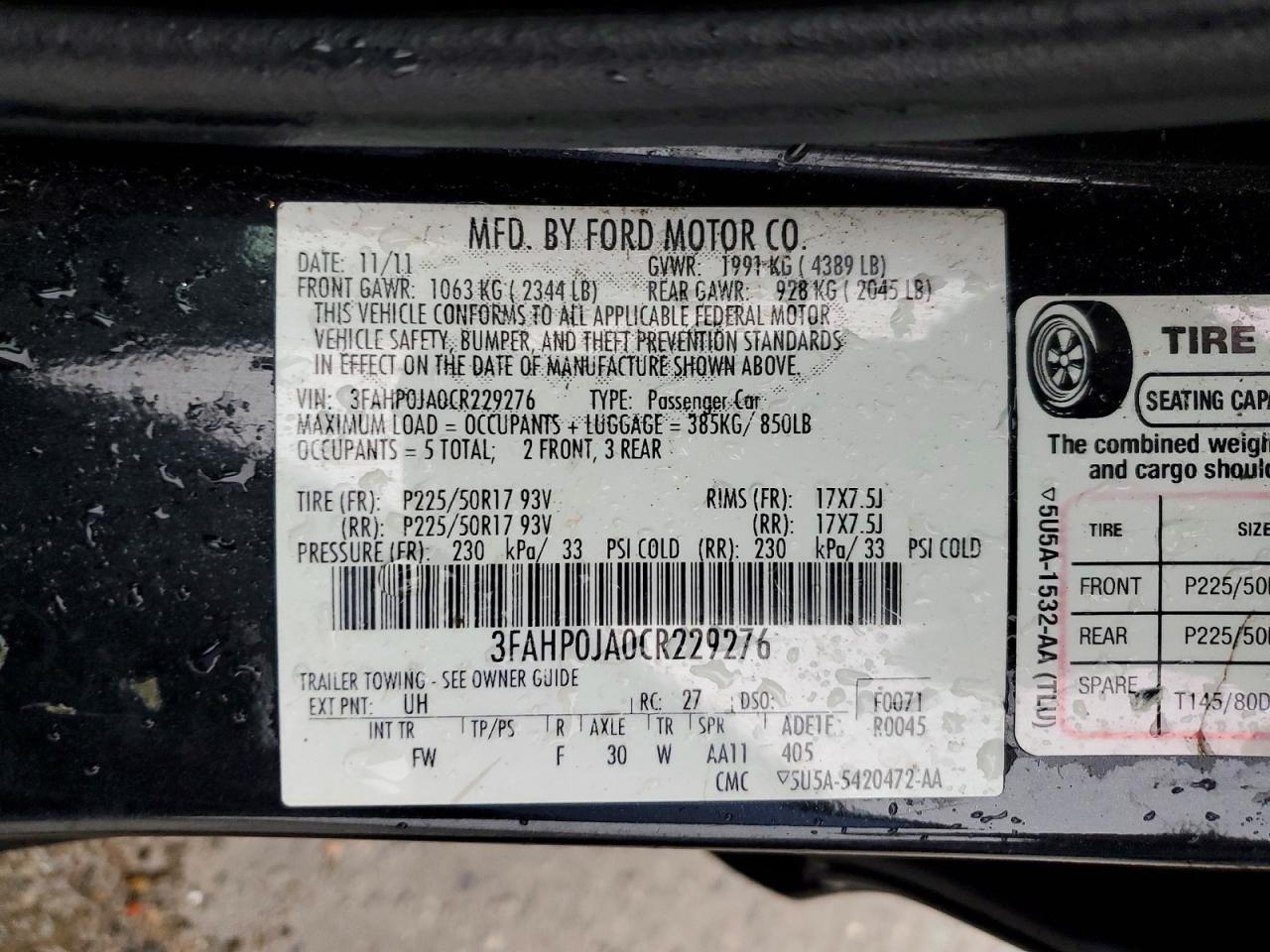 2012 Ford Fusion sel