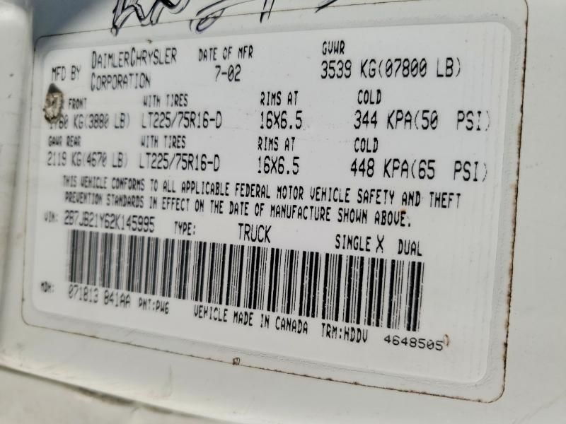 2002 Dodge Ram van B2500