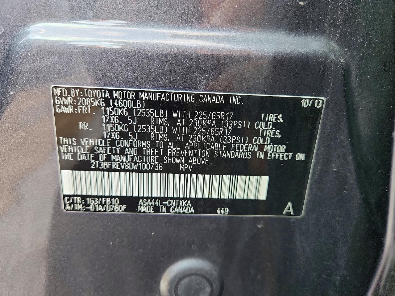 2013 Toyota Rav4 le