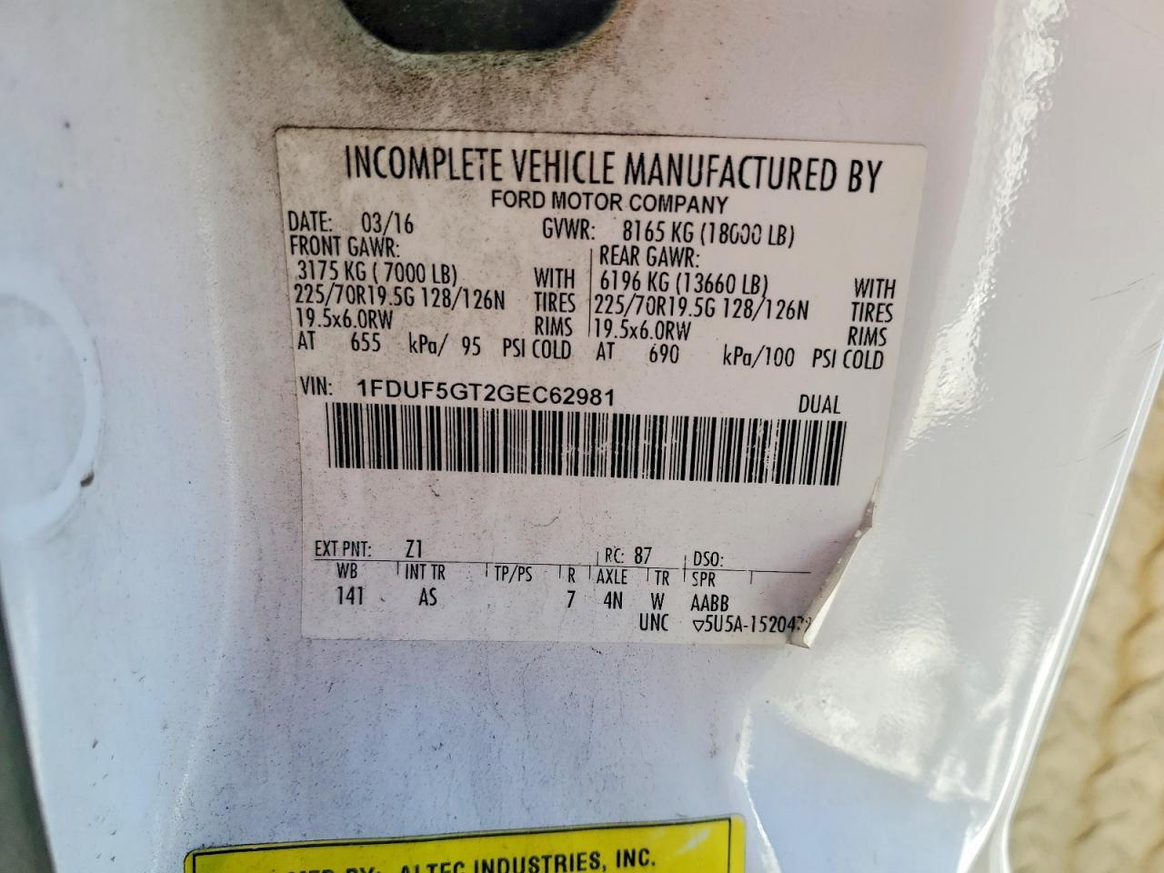2016 Ford F550 Super Duty