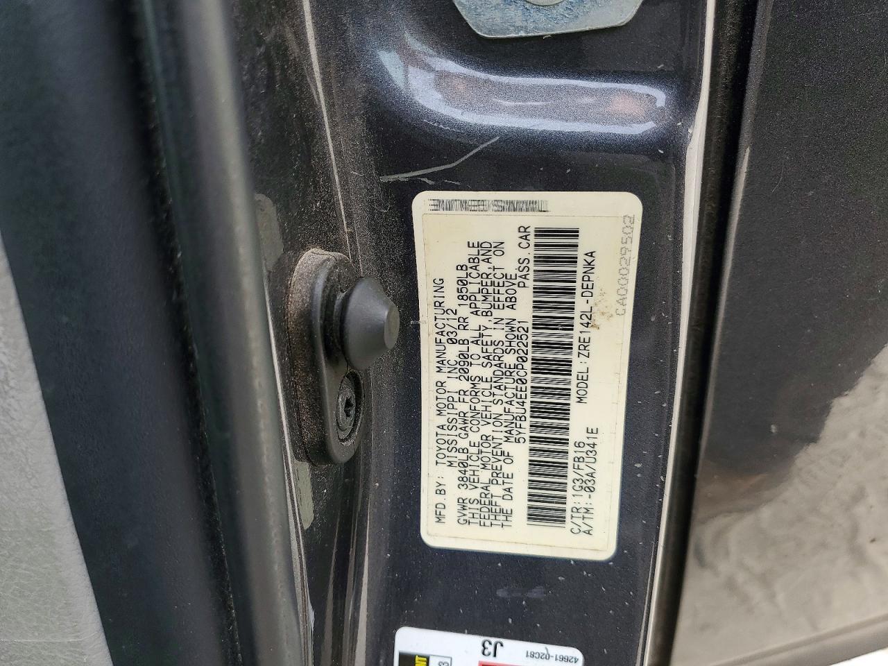2012 Toyota Corolla Base