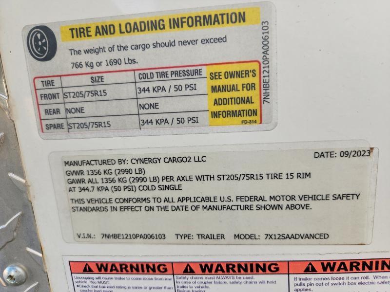 2023 Cynergy Cargo 7x12saadvanced Enclosed Cargo Trailer