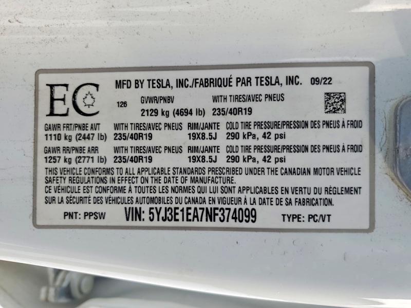 2022 Tesla Model 3